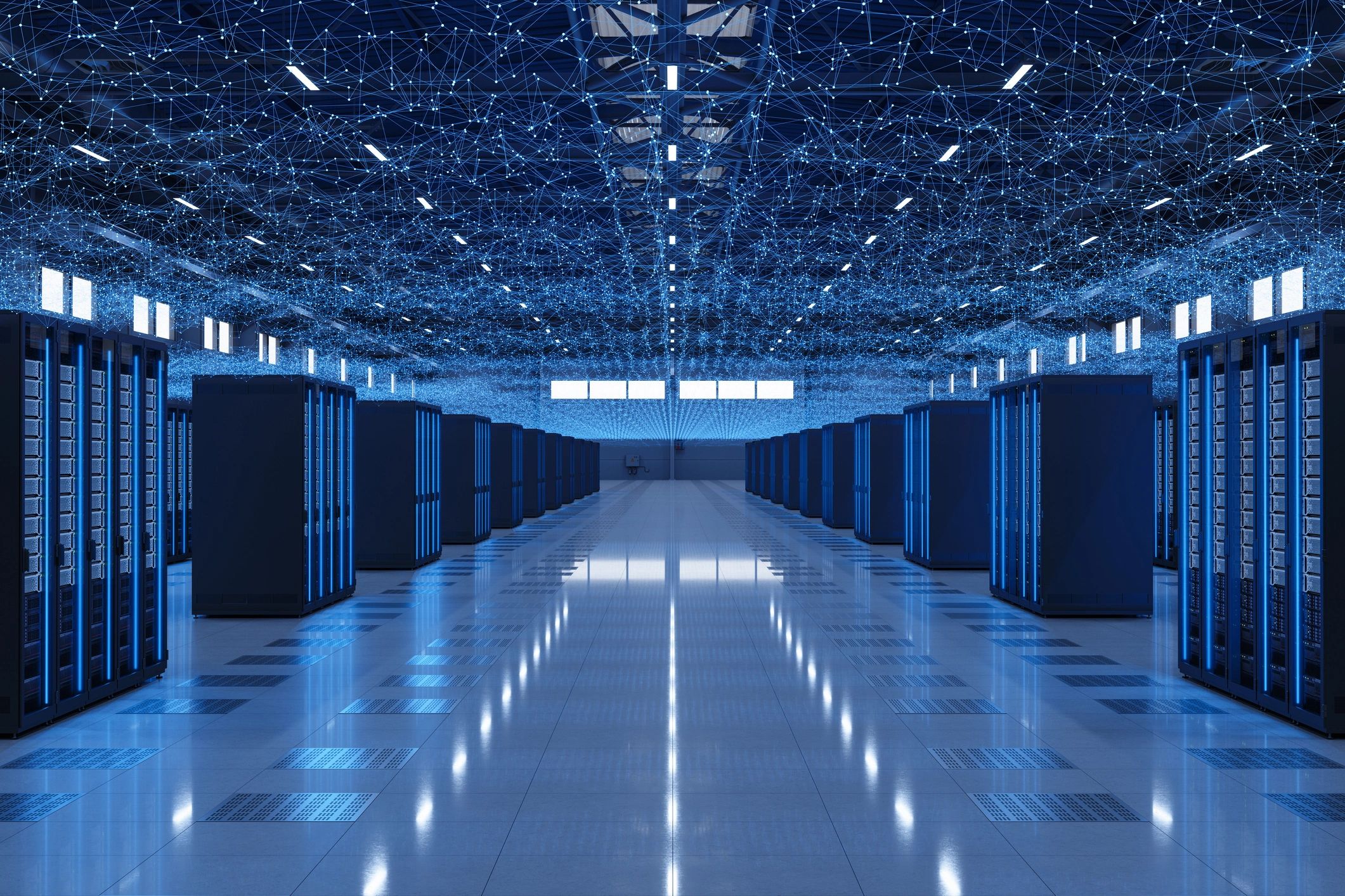 Server racks representing modern cloud and infrastructure solutions